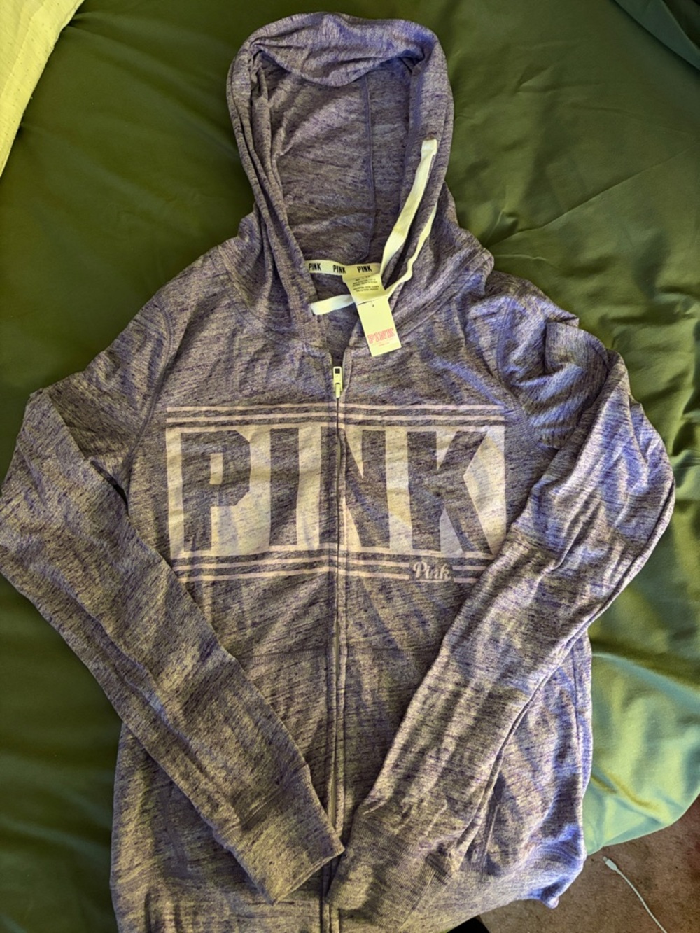 PINK Victoria's Secret Heather Purple Full-Zip Hoodie